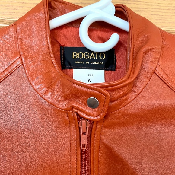 Burnt Orange Leather Moto Style Jacket - Picture 3 of 5